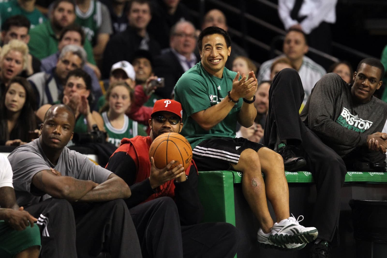 Bryan Doo courtside with the Boston Celtics