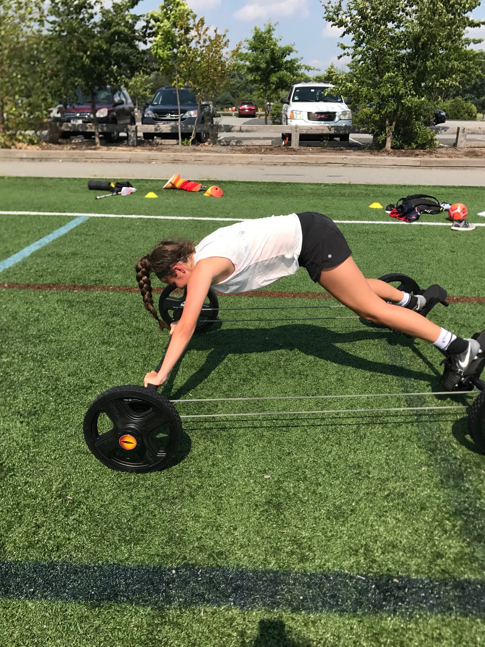 Sled push on turf